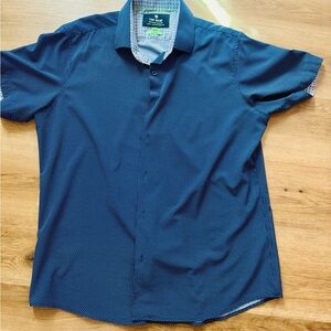 Tom Baine Navy Microdot Short-Sleeve Button-Down Shirt